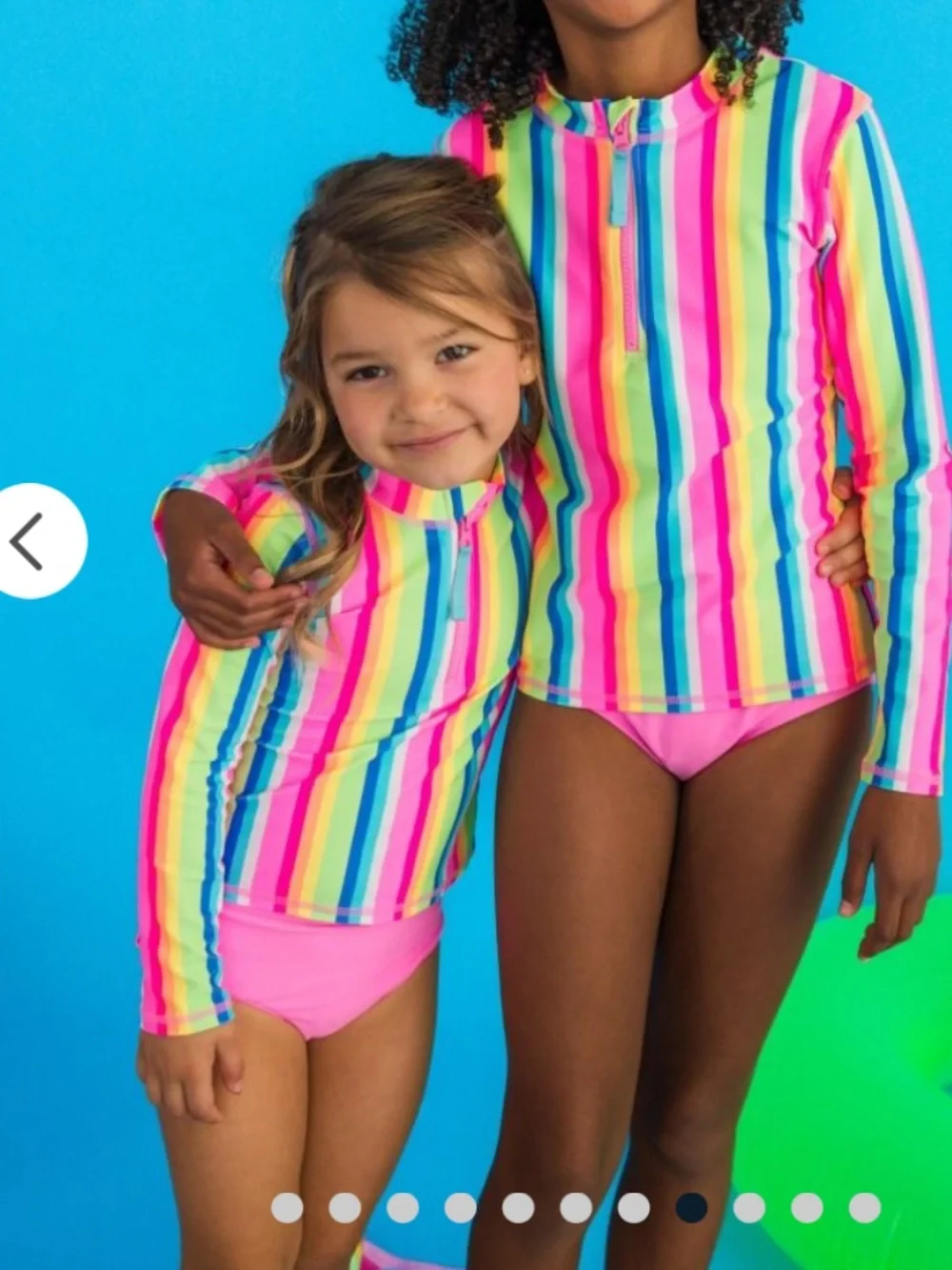 Ruffle Butts Girls Rash Guard 2 Piece Swimsuit Set Pink Ruffle Size 5 UPF 50+